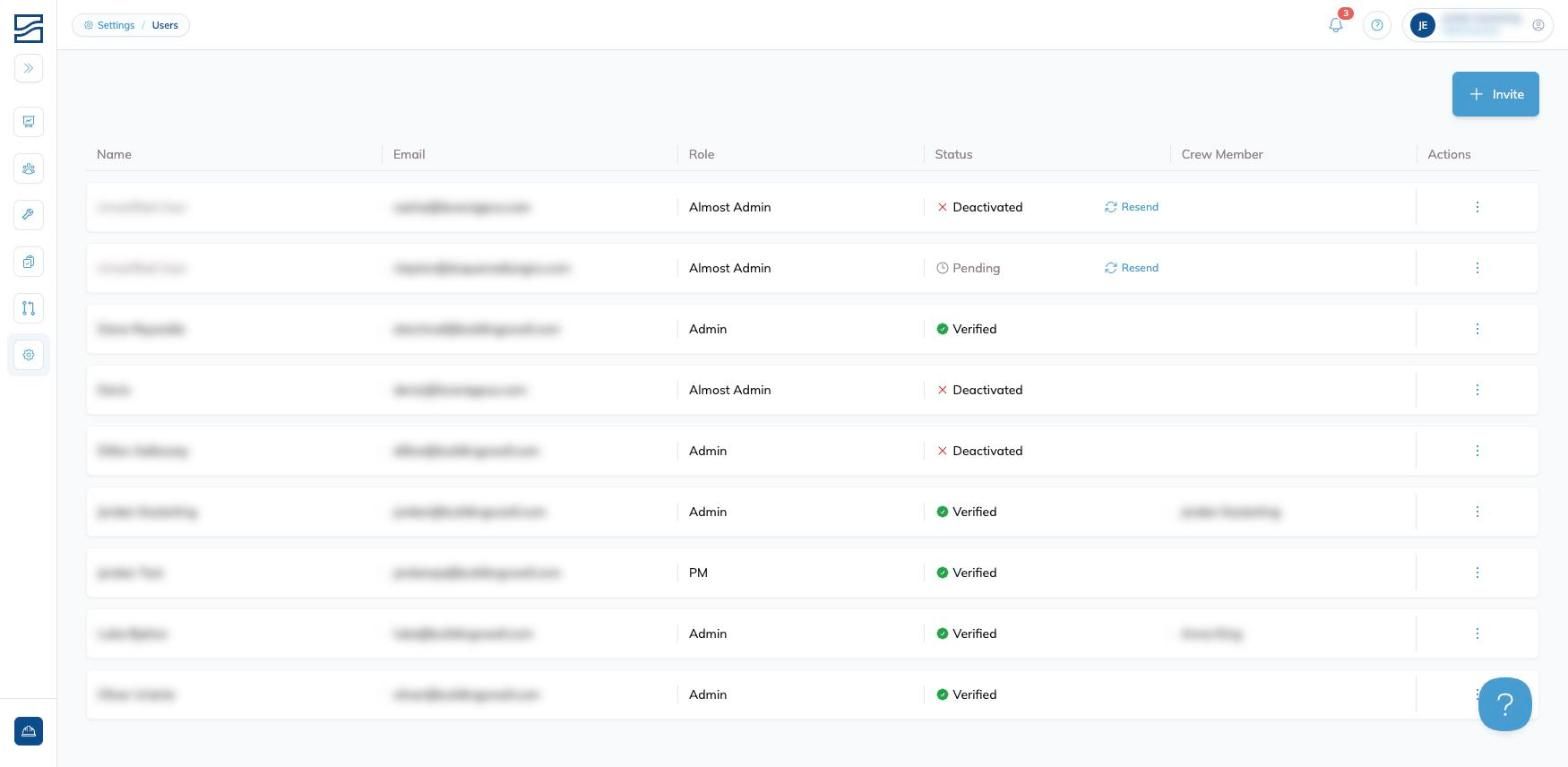 A row in the Users list showing a Pending status, with a Resend button beside it for sending the invitation again.