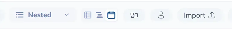 The Planning toolbar with the table, timeline and calendar view icons, with the calendar icon selected.