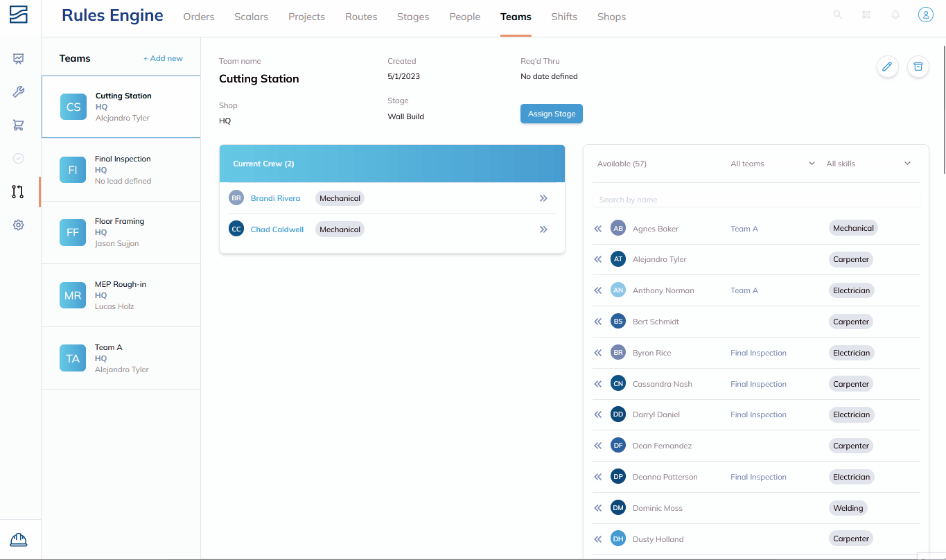 Editing and archiving a team
