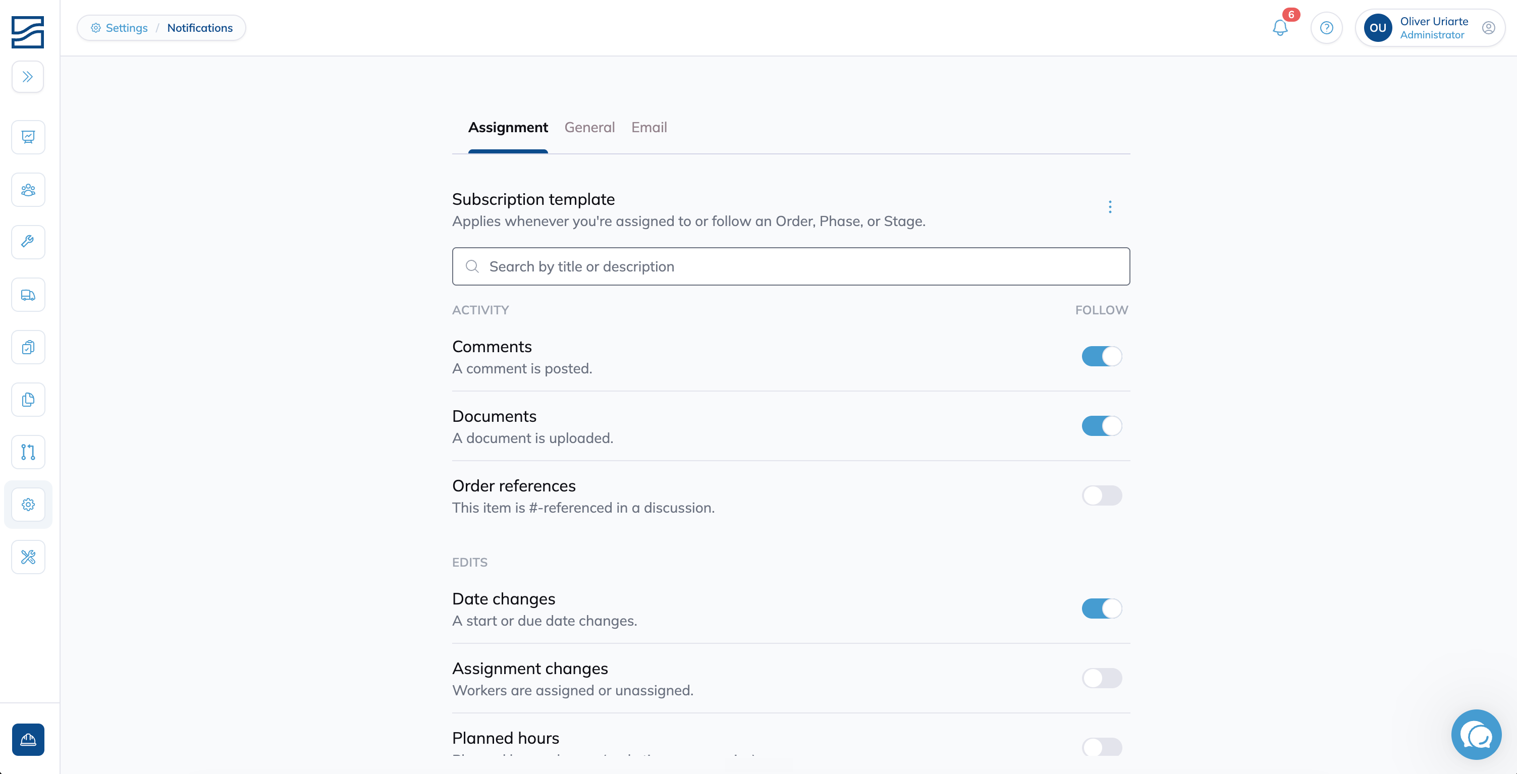 The Notifications page in Settings.